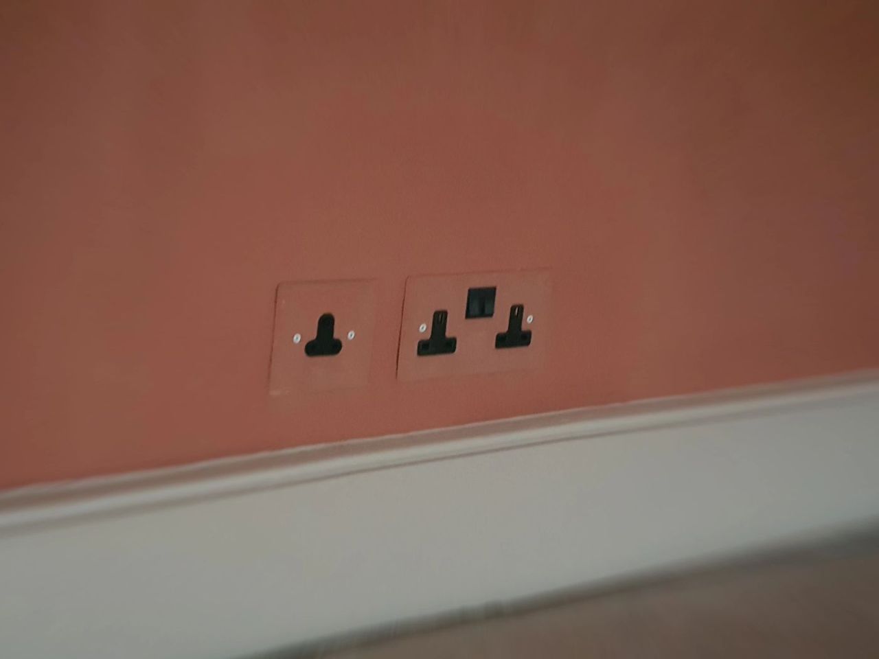 Two double 13A sockets fitted on a finished wall